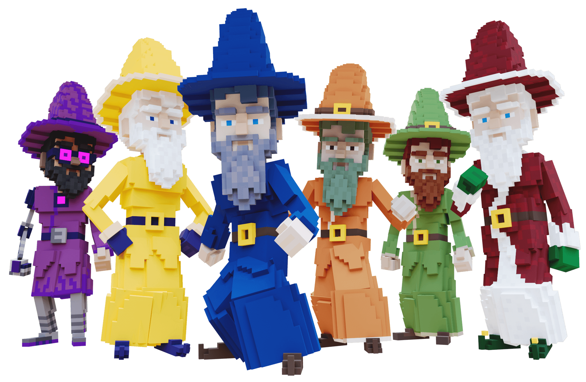 A group of coloured wizzies