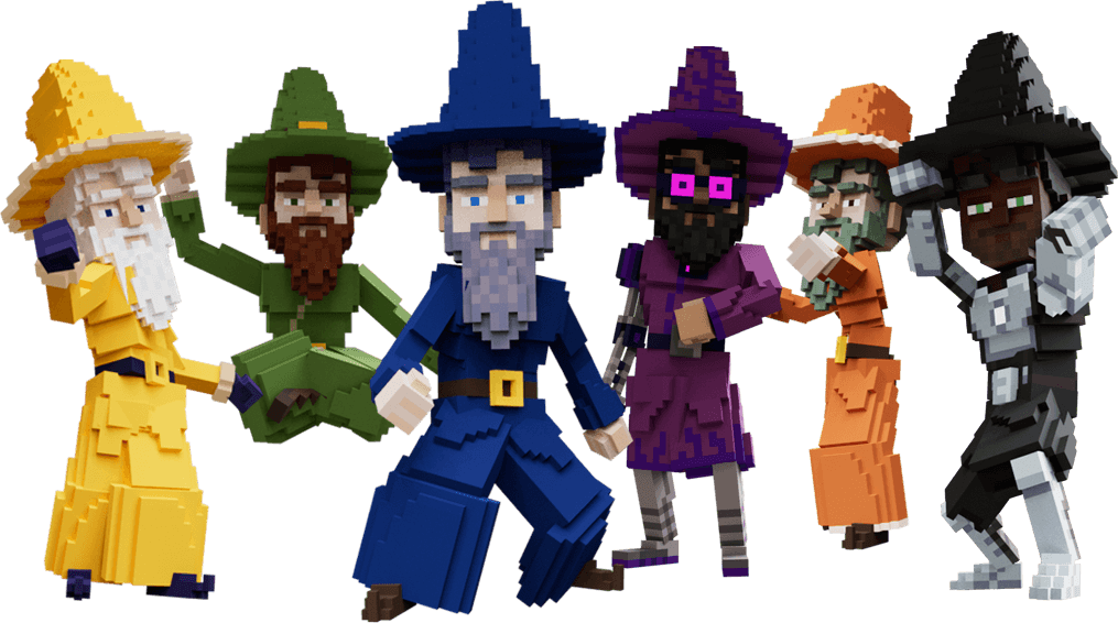 A group of coloured wizzies